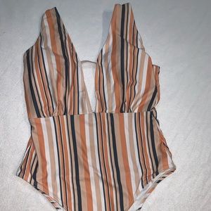 striped one-piece bathing suit
